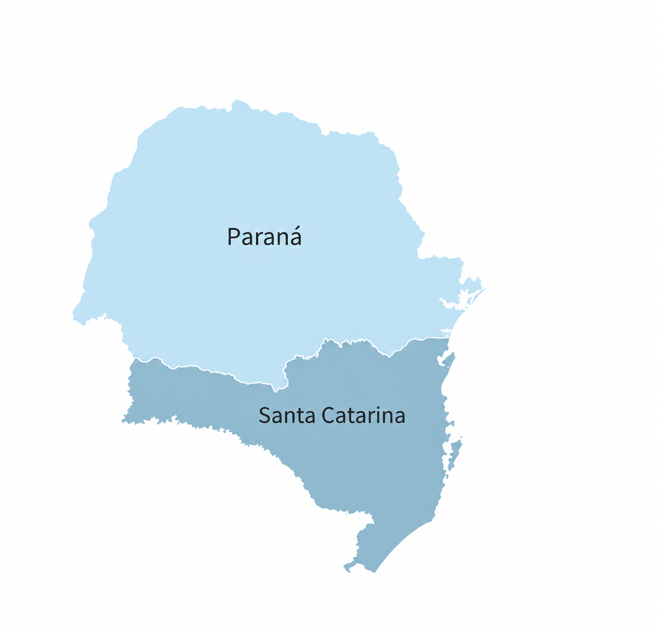 Mapa dos estados do Paraná e de Santa Catarina